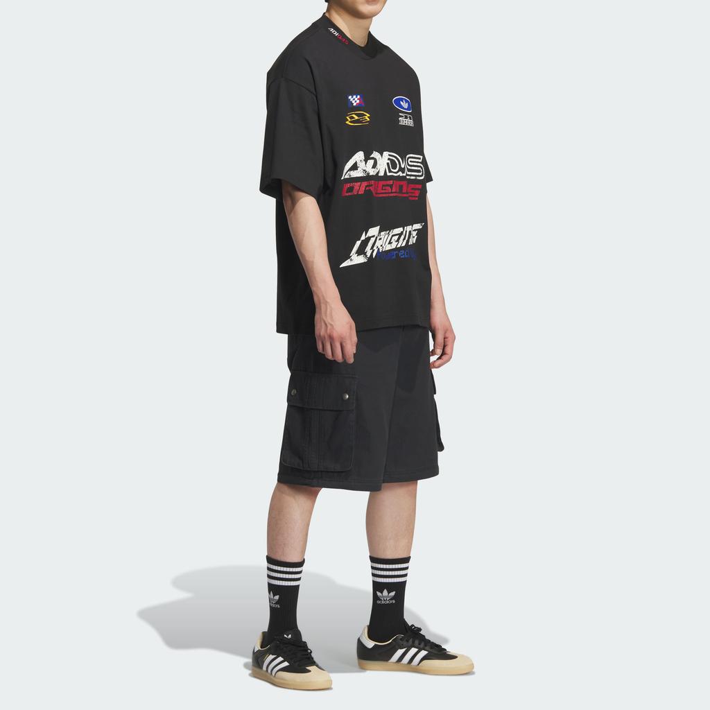 adidas Originals Moto Short Sleeve Racing Style High Neck Loose Fit T-Shirt Men Tops KH1195