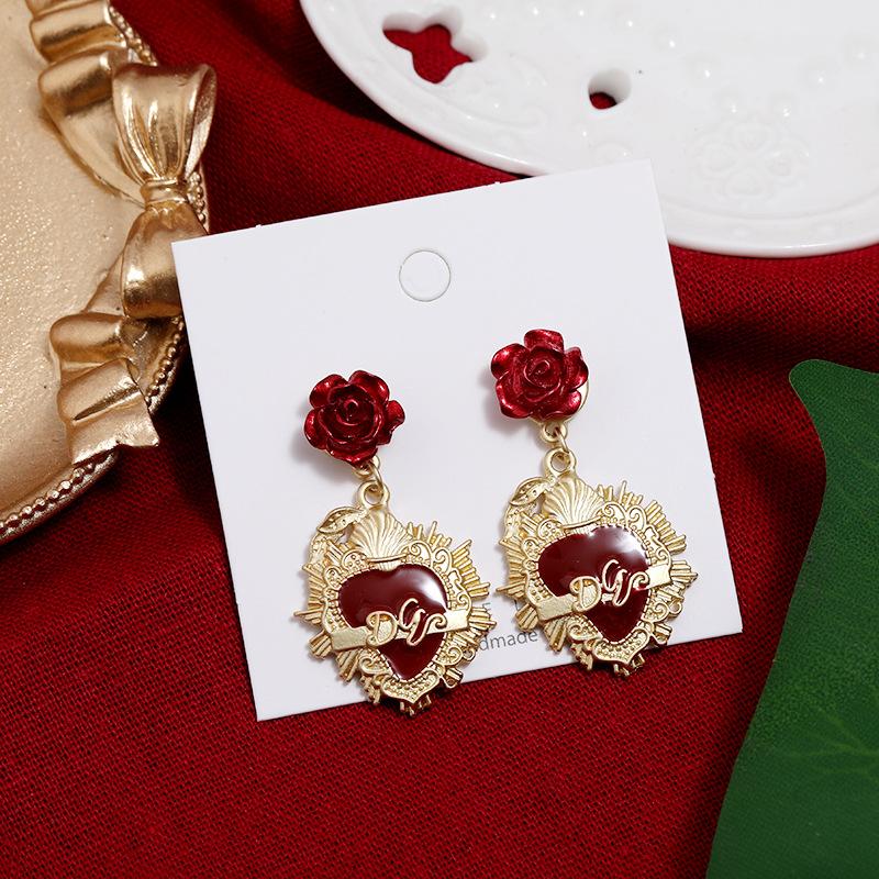 S925 Silbernadel Retro Barock Rosenblüten Ohrstecker Damen Lange Temperament Quastenohrringe Brautohrringe