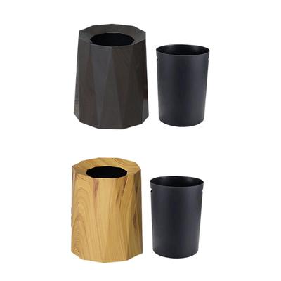 Round Trash Can Nordic Stylish Reusable Anti Spill Waste Basket Trash Bin Rubbish Bin for Laundry Room Bedroom Dorm Kitchen Yard