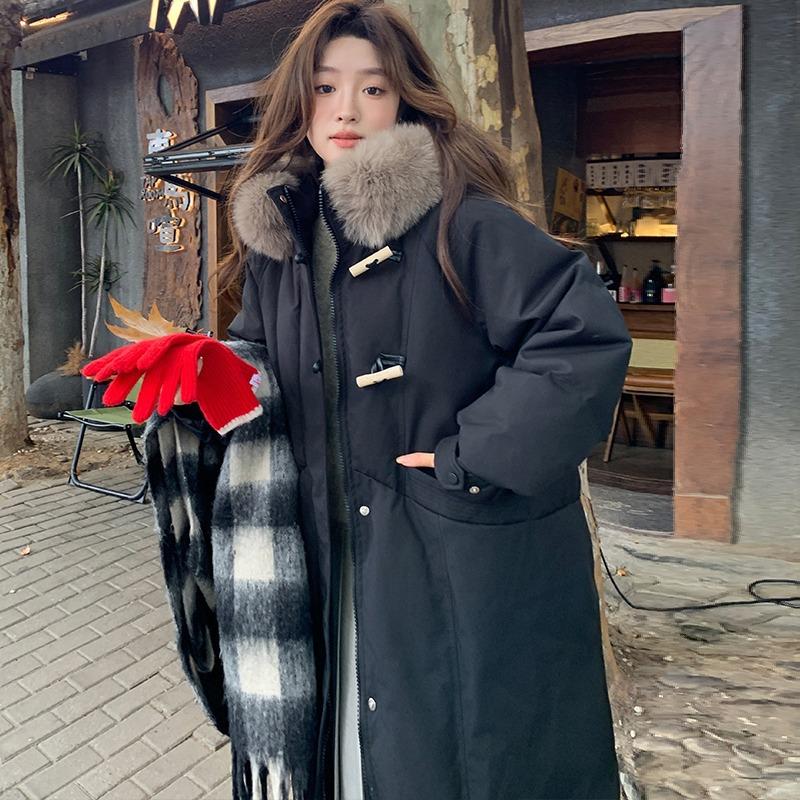 Down Cotton Coat Women's Mid-length New Year's Cotton Coat Korean Version Winter Thickened Knee-high Cotton-padded Jacket