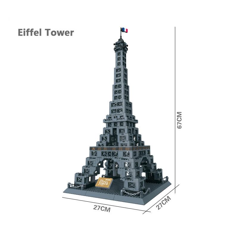 City Architecture Model Building Blocks Studio Temple Taj Mahal Big Ben Eiffel Tower London New York Germany Construction Toys
