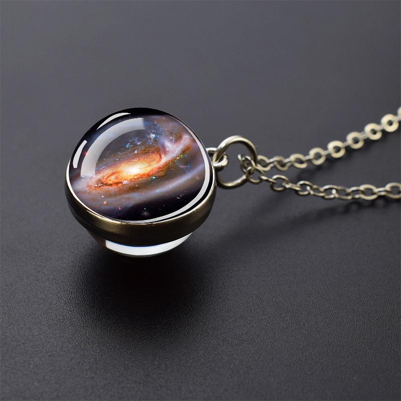 Collar con colgante de bola de cristal, sistema Solar, Planeta, Luna, Tierra, Júpiter, Neptuno, Marte, Venus, mercurio, regalo de Navidad