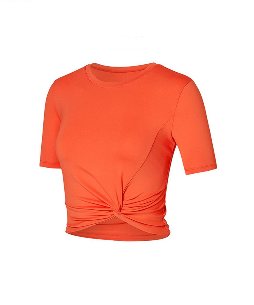 XEXYMIX Fresh Feather Twist Crop Short Sleeve Fresh Red Xt4316F