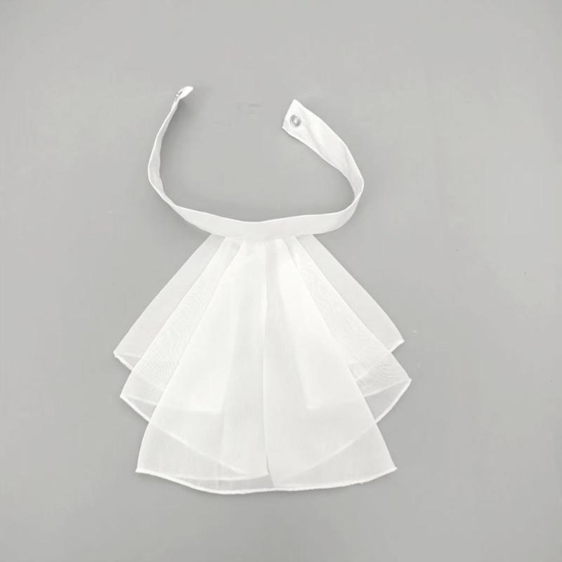 Elegante Collare Finto in Chiffon Staccabile Multistrato a Ruffle Collare per Matrimoni Spettacoli sul Palco Feste in Costume