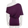 Robe élégante à épaules dénudées et manches chauve-souris - Couleur unie, Coupe ample, Style court drapé pour femmes