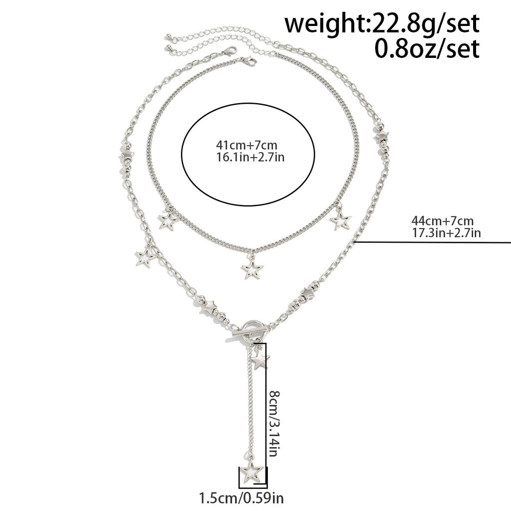 Collarbone Chain Edgy Star Pendant Necklace Y-Shaped Necklace Alloy Necklace With Pendant For Fashion Show Evening Wear Special