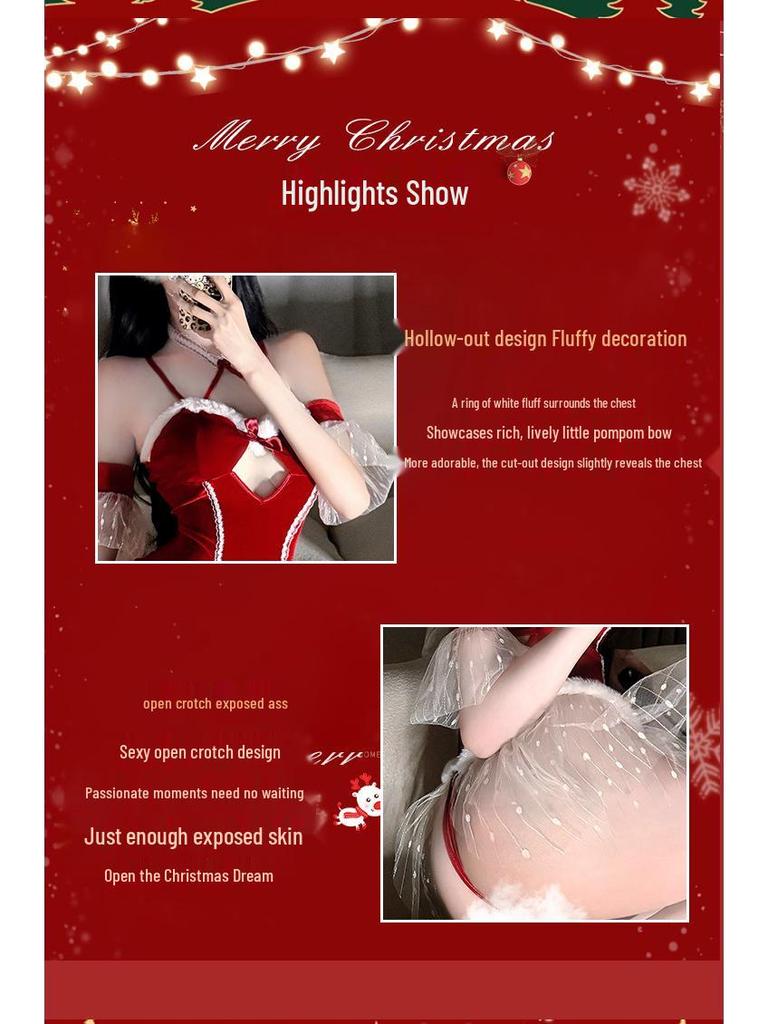 Christmas Bunny Girl Lace Bodysuit - Sexy Cosplay Lingerie with Pure Desire Trim