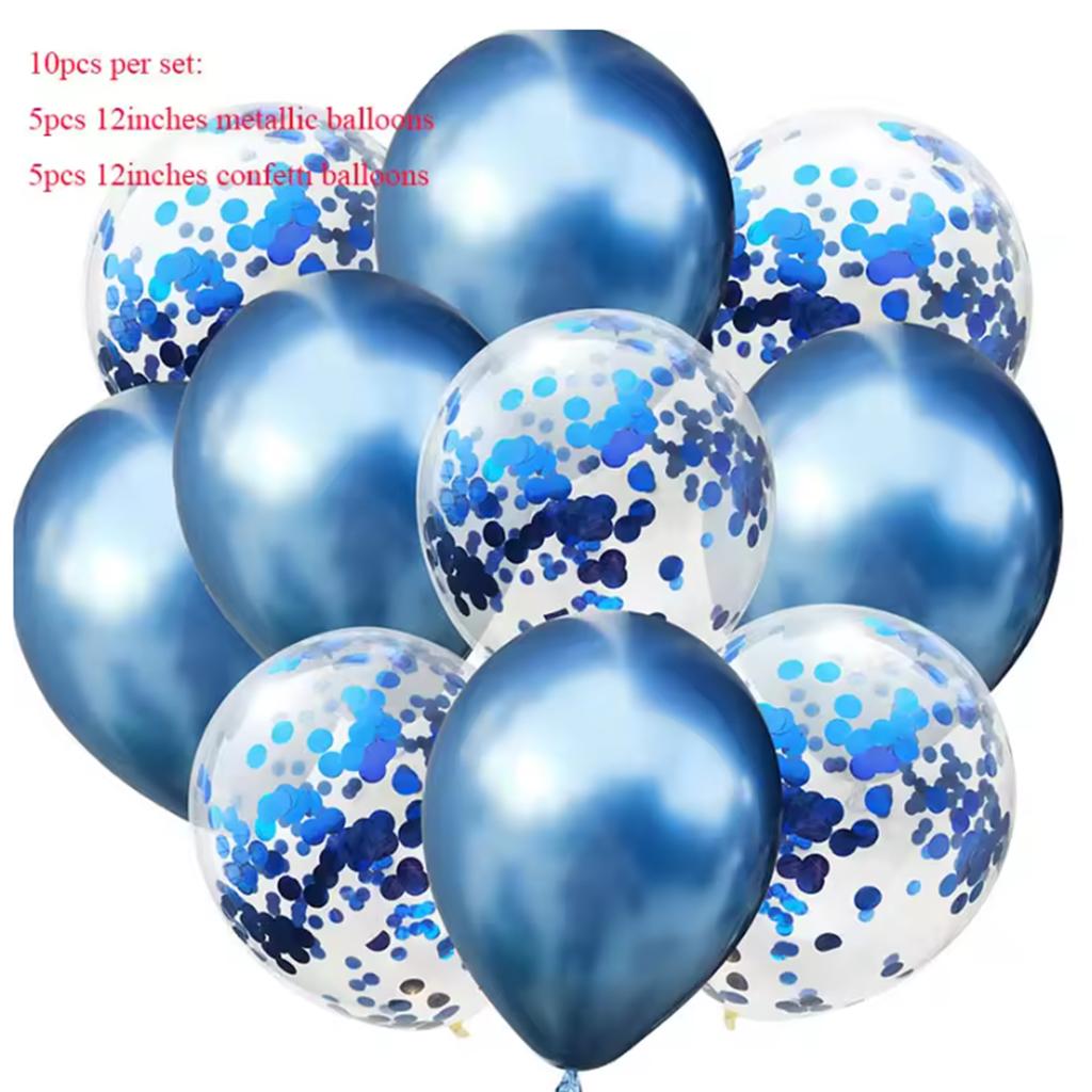 10pcs Mix Black Silver Confetti Balloons Wedding Birthday Party Decoration Metallic Helium Balloon Baby Shower Glitter Globos