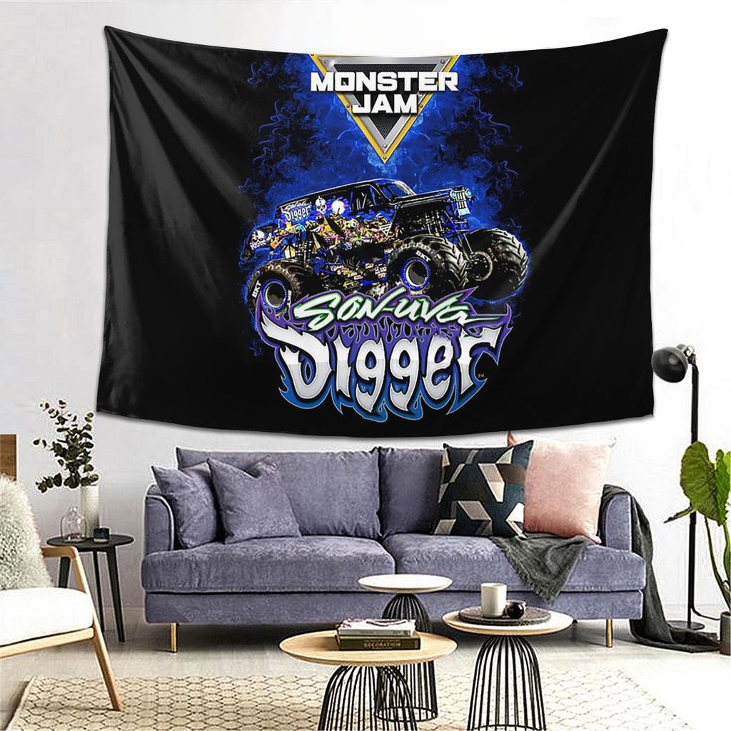 Klassisches Monster Jam Muster Wandteppich Dekoration Kunst Ästhetische Wandteppiche für Wohnzimmer Schlafzimmer Heimwandtuch Wandbehang