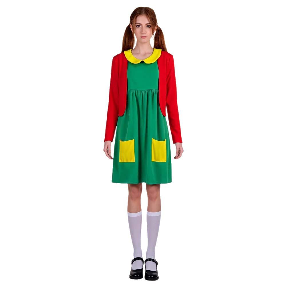 Mexican Comedy Chilindrina Cosplay Costume Halloween Christmas Fancy Dress