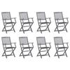 Folding Outdoor Chairs Set of 8 and Cushions Acacia Wood