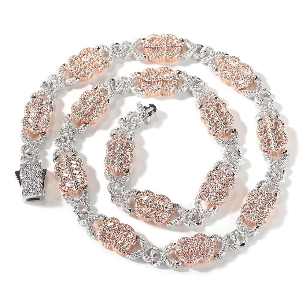 Bling Infinity Money Cuban Chain Dollar Sign Necklace USD Infinity X Rose Gold Dollar Iced Cuban Chain for Women Men infinite money chain&7inch(17.78cm)