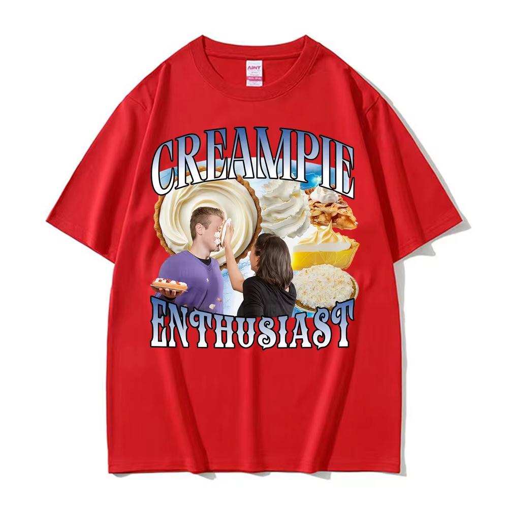 Funny Cream Pie Enthusiast Meme Graphic T Shirt Men's Women 90s Vintage Gothic Oversized T-shirts Casual Comfort EU Size T-shirt