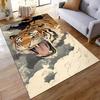 Fierce Tiger Printed Carpet with Clouds, Modern Animal Design Rug Suitable for Use As an Anti-slip for Living Room Bedroom Sofas