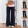 Women's Low Rise Wide Leg Pants Loose Fit Trousers Casual Color Block Long Trousers for Spring Daily Wear