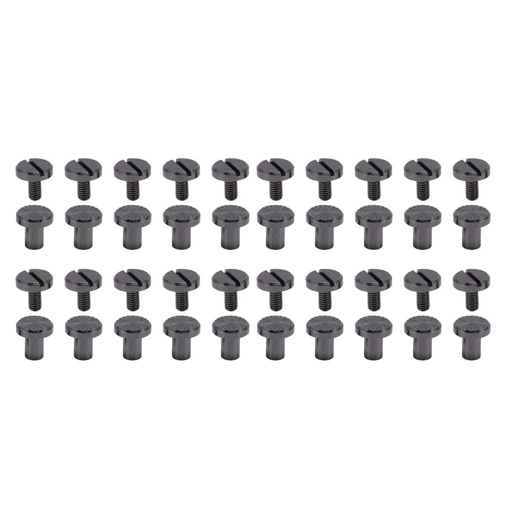 20 Set Rivet Zinc Alloy Back Slot Screw Stud Set for Belts Bags Shoes Clothing Leathercraft