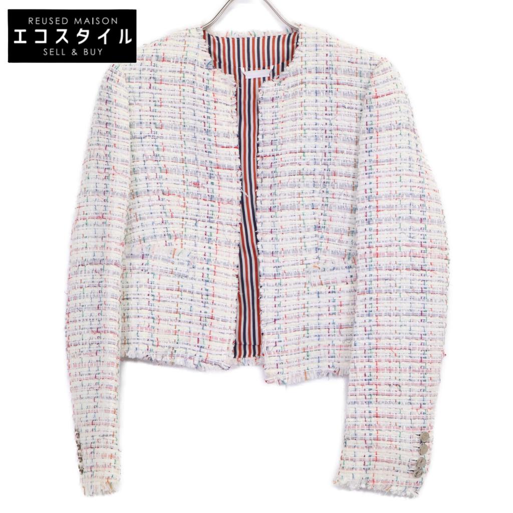 THOM BROWNE FBC391T Tweed Jacket 38 whiteUsed