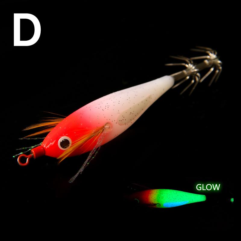 1Pc 75mm 5.5G New Luminous Wood Shrimp Floating Squid Bait Artificial Bait Rocket Squid Wood Shrimp Lure Sea Fishing Lure