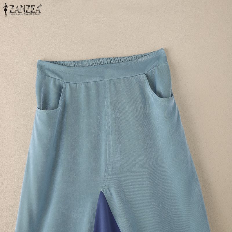 ZANZEA Women Casual Splice Ruffles Loose Long Skirts