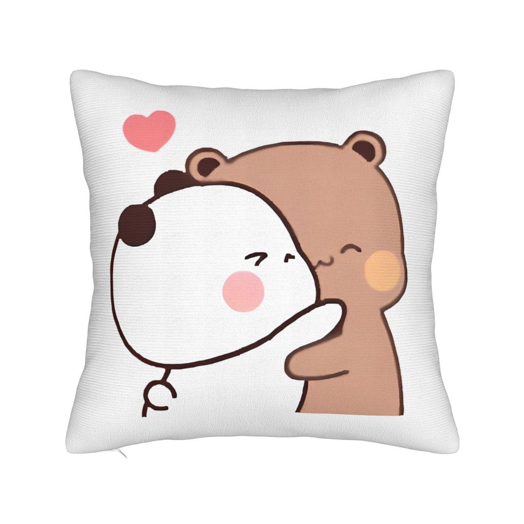 Bubu and Dudu Square Pillow Case Panda And Brownie Bear Couple Cushion Cover Awesome Decorative Pillowcase for Sofa