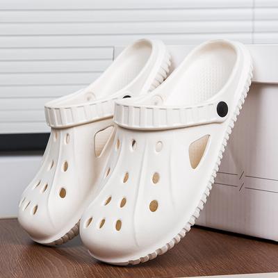 Chaussures à trous Sandales plates Pantoufles pour hommes Semelle épaisse Douces et confortables Intérieur et extérieur Aérées Résistantes à l'usure Mode