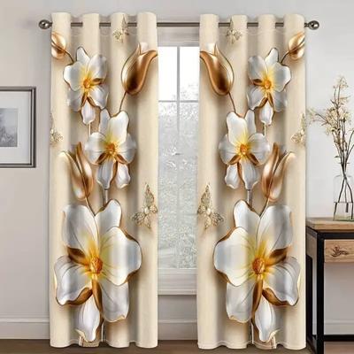 2pcs Floral Printed Curtains For Living Room Bedroom Window Drapes Window Treatments Home Decoration Room Decoration