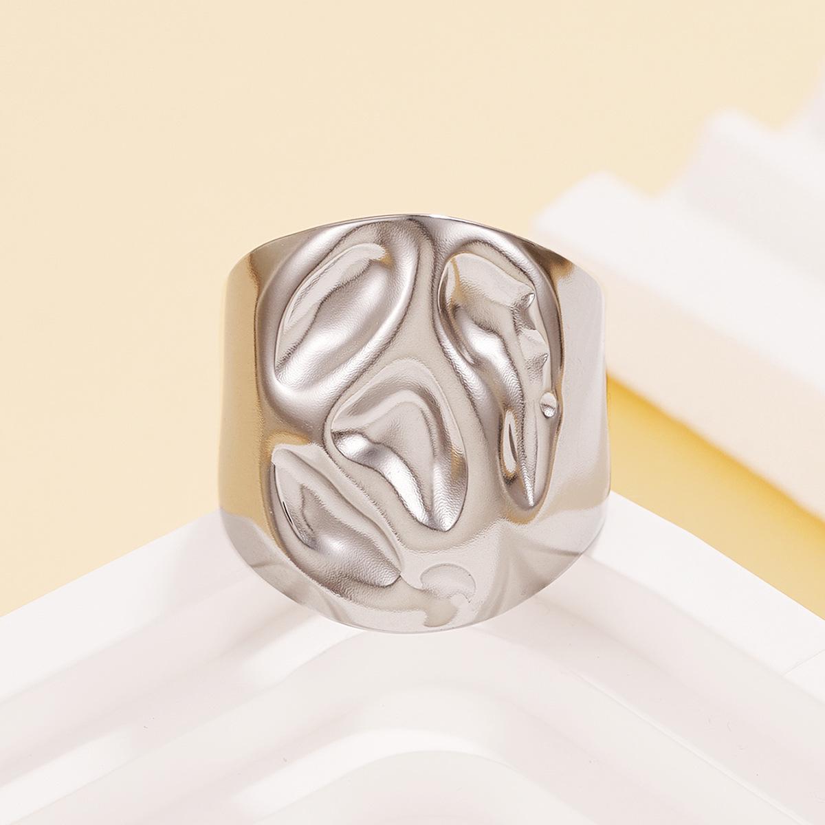 Women s Retro Baroque Stainless Steel Open Band Ring