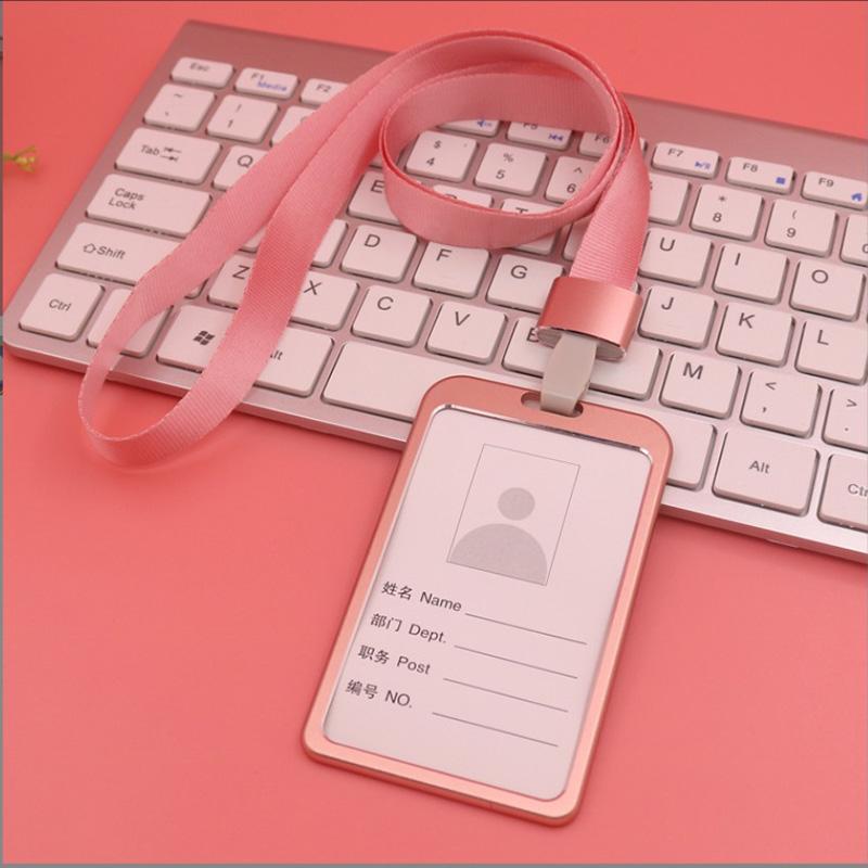 New Metal Alloy Work Name Card Holders Fashion  Business Work Card ID Badge Lanyard Holder Men Women Aluminum ID Business Case