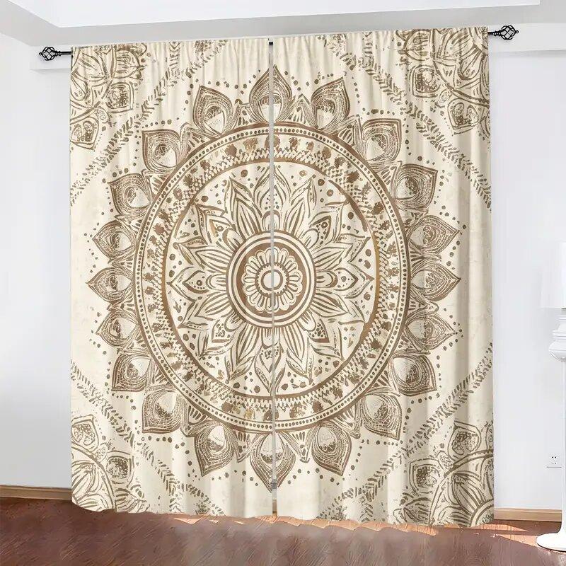Light Colored Totem Printed Curtains Christmas Decorations Bedroom Living Room Home Decoration Made Of Polyester Area Decor