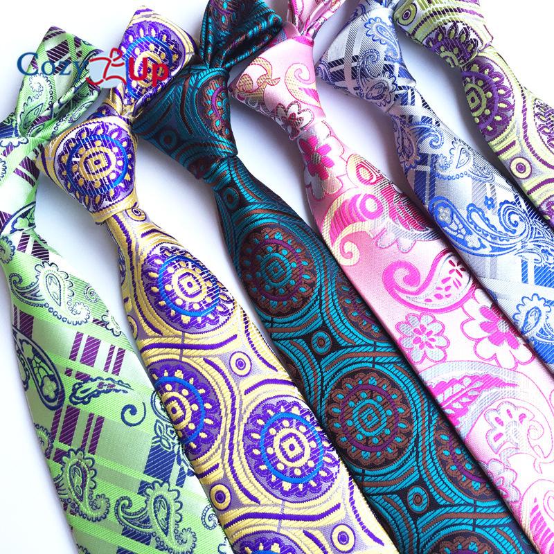 3.15" Fashion Striped PaisleyTie Men Flower Necktie for Wedding