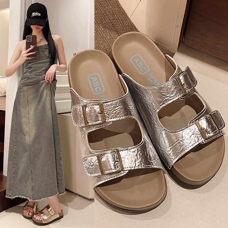 Soft-soled Boken shoes platform slippers women's outer wear summer new retro casual versatile girls beach shoes