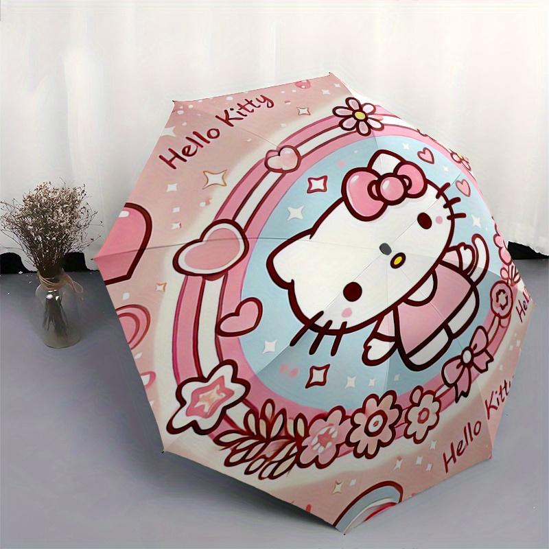 Hello Kitty,Cute Automatic Folding Umbrella-Simple 8-Rib Design, Bright Cartoon Pattern, Durable Iron Frame, Suitable For Travel, Outdoor, B