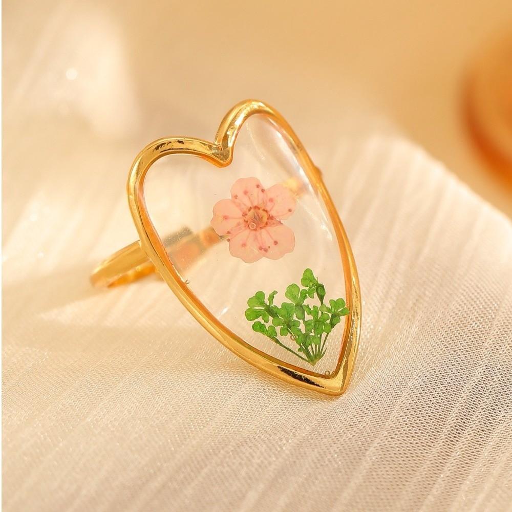Stainless Steel Flower Ring Oval Shape Open Ring Trend Geometric Ring  Jewelry Gift 02