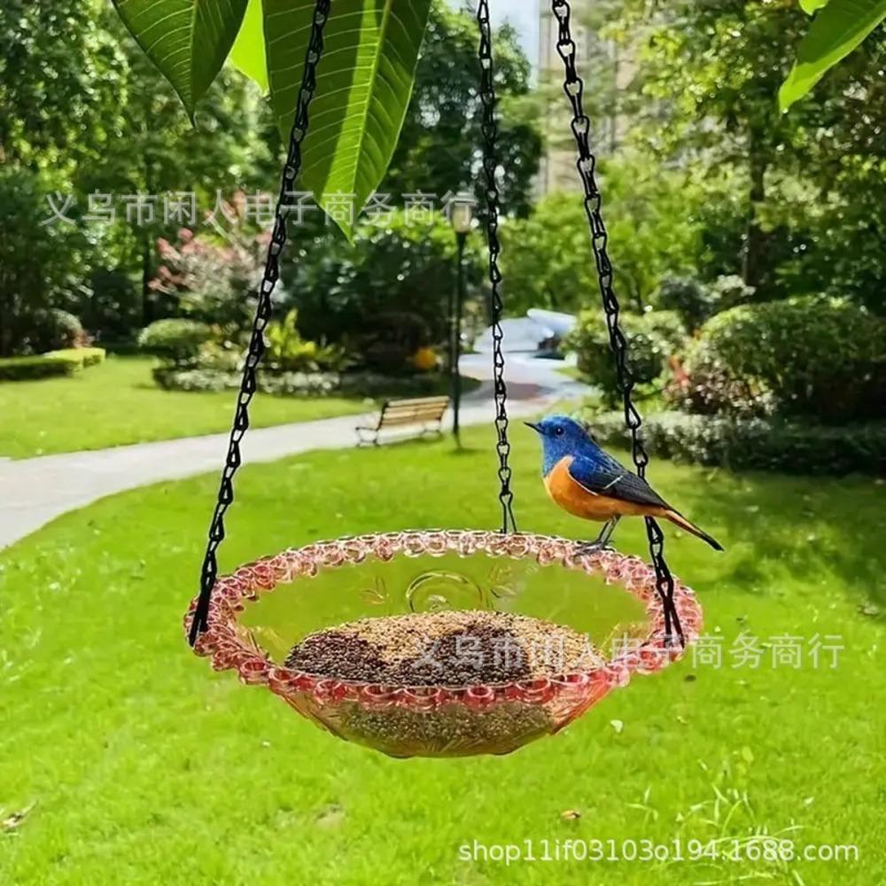Hanging Bird Feeder Bird Bath Garden Decoration Hummingbird Balcony Single Double Layer Solar Fountain Blue Purple Pink Gray
