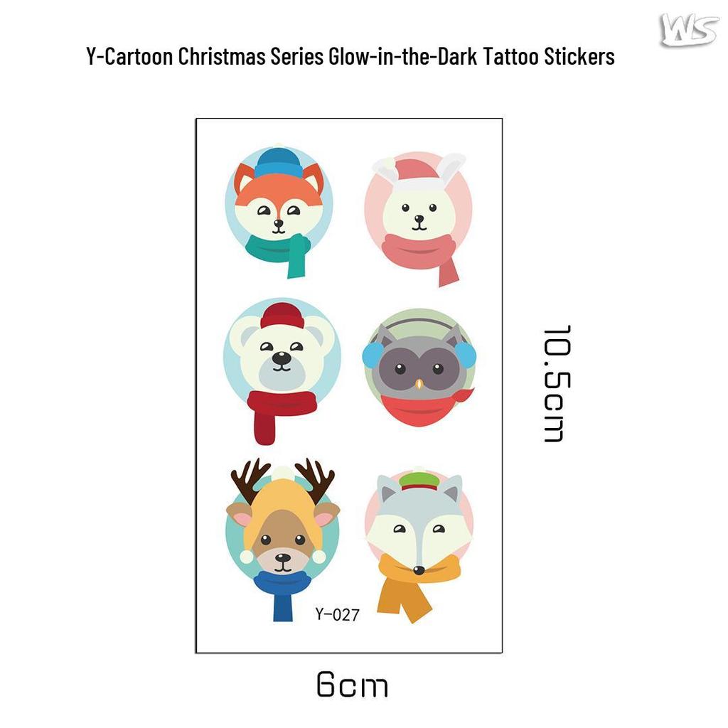 Creative Luminous Christmas & New Year Tattoo Stickers for Kids - Snowflake & Santa Designs