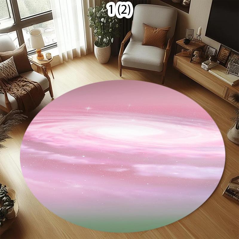 

Retro Geometric Round Rug Colorful Minimalism Pattern Modern Home Decor Carpet Soft Non-Slip Floor Mat for Living Room Bedroom 80cm