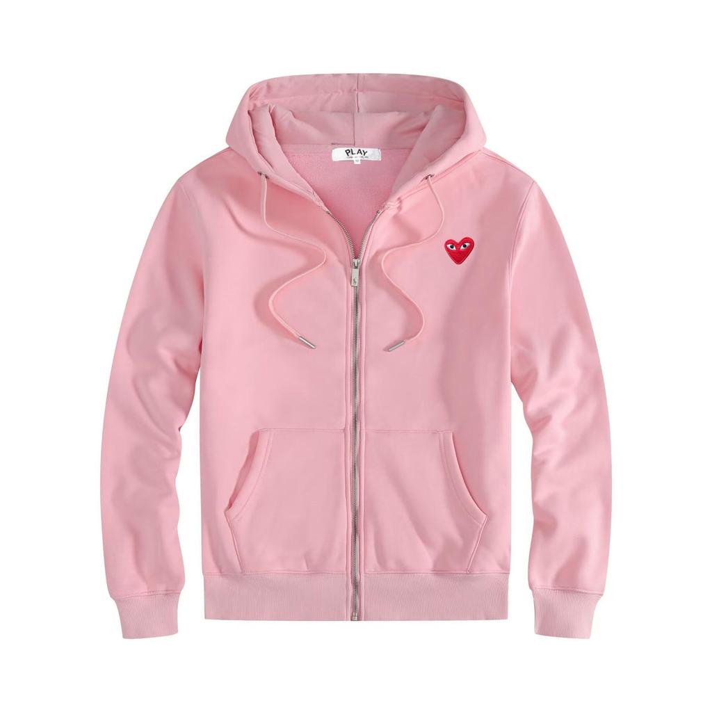 HEYPLAY Peach Heart Japanese Streetwear Unisex Hooded Zip-Up Sweatshirt