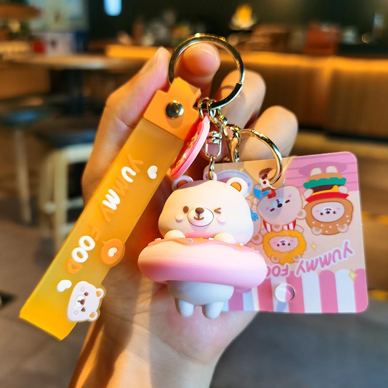 3D Cartoon Cute Bear Keychain - Foodie Bear Backpack & Car Pendant