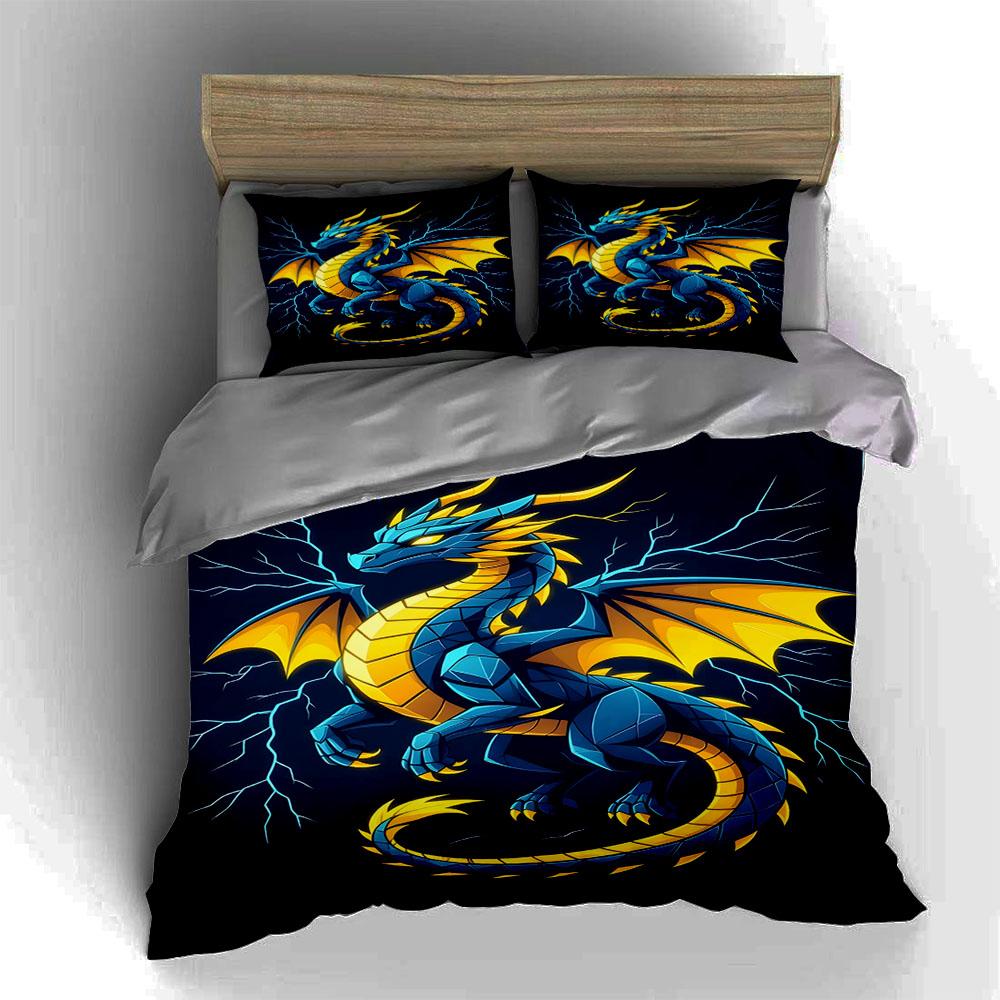 Dragon, lightning, vibrant. Bedding Duvet cover sets Duvet covers Pillowcases gifts (1 * Duvet Cover 2 * Pillowcases, without duvet insert)