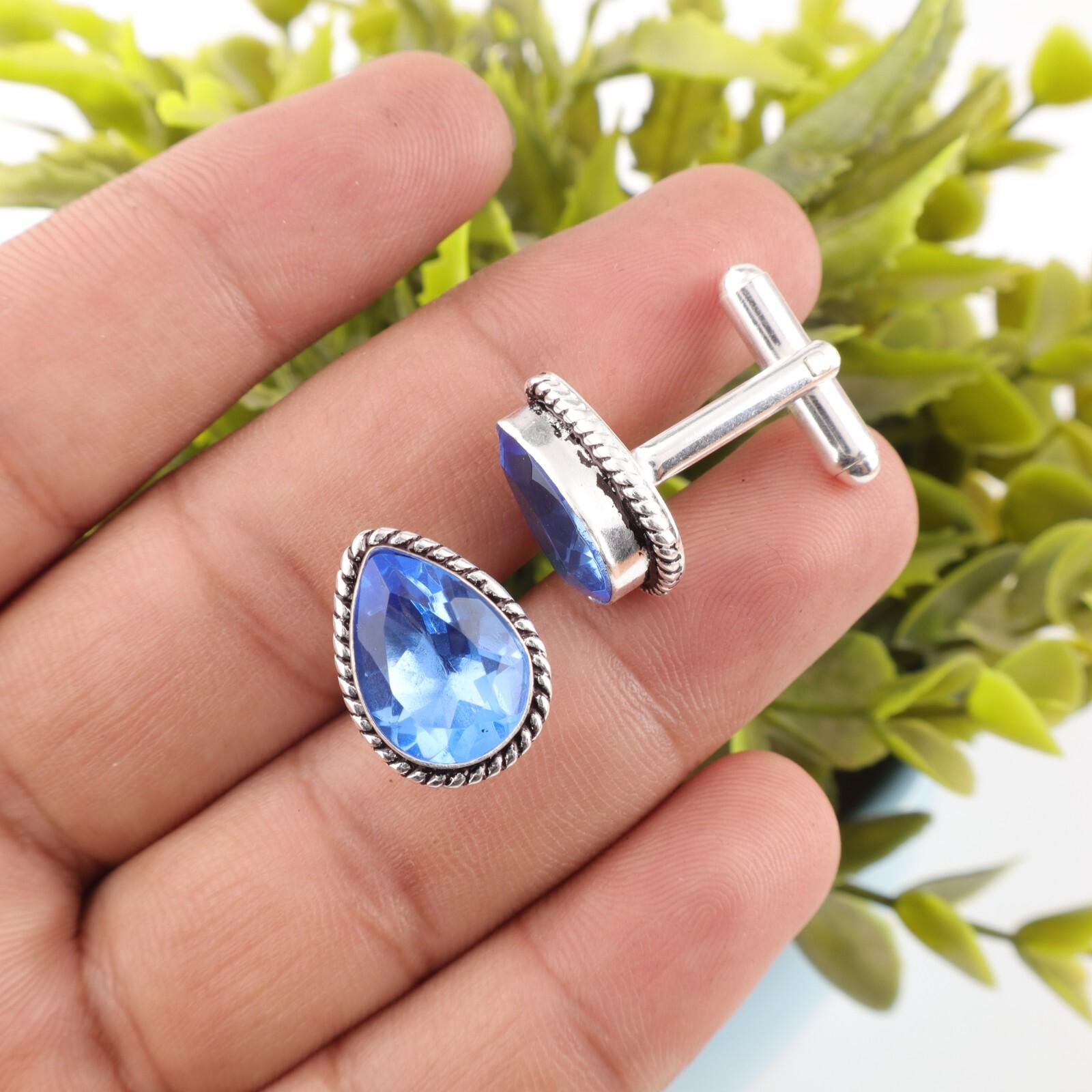 

Запонки с танзанитом из серебра 925 пробы, ручная работа, подарок для брата CL-5-13