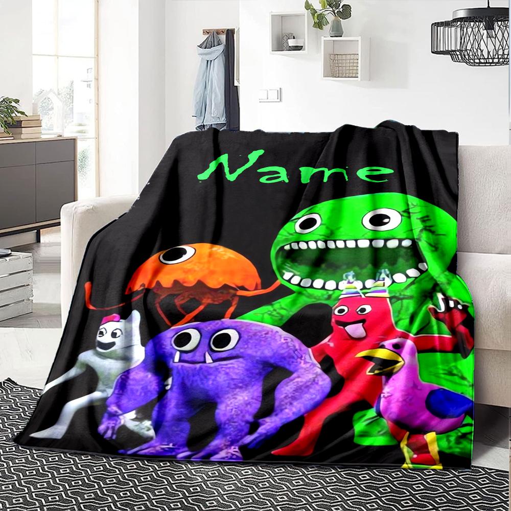 Custom Name Garten of Banban Theme Printed Blanket - Perfect for Couch, Bed, Travel & Outdoor Use | Machine Washable, Cozy & Durable.