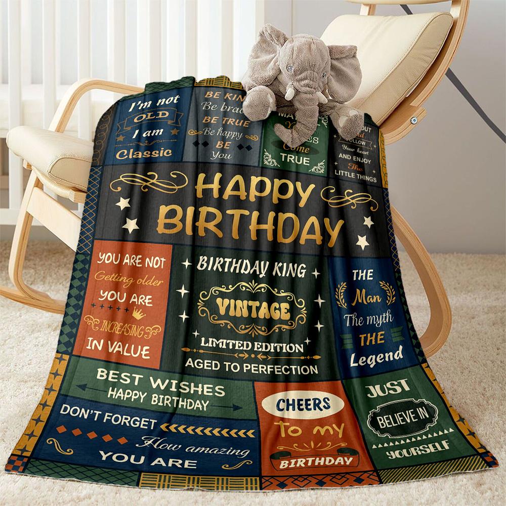 Happy Birthday Inspirational Quotes Flannel Blanket-Soft and Suitable for Sofas,Beds,Offices,Travel,All Seasons,Great Gift for Holidays and Birthdays.