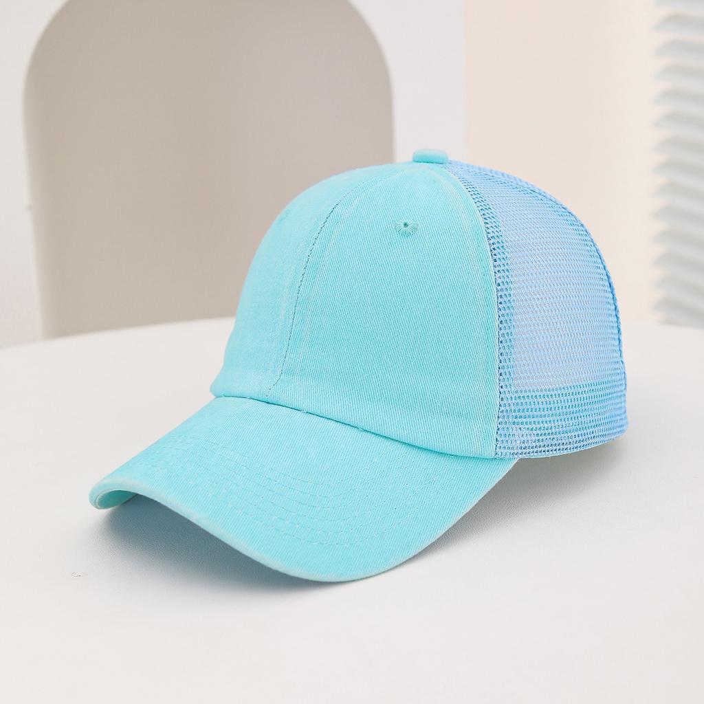 Casual Water-washed Mesh Baseball Cap, Adjustable Curved Brim Baseball Cap, Summer Sweat-absorbing and Breathable Sun Hat