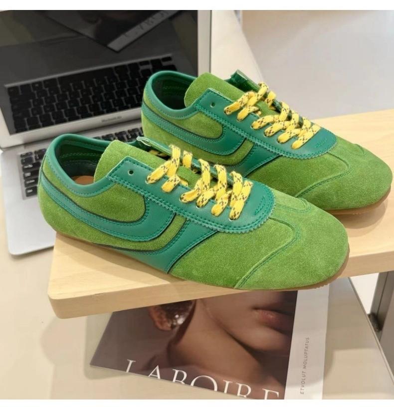Fashion Women's Sneakers 2024 New Genuine Leather Ladies Moral Training Shoes Casual Spring Flat Shoes Women