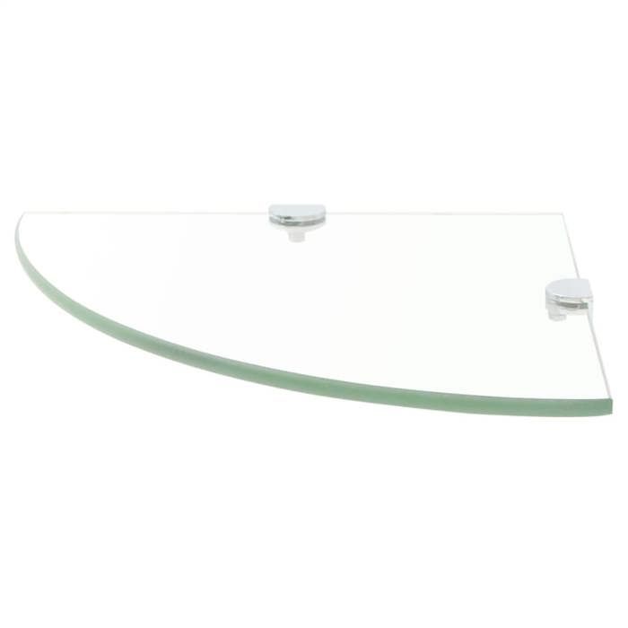 Étagère d'angle - vidaXL - Verre Transparent - 35 x 35 cm - Supports chromés - 8 mm d'épaisseur