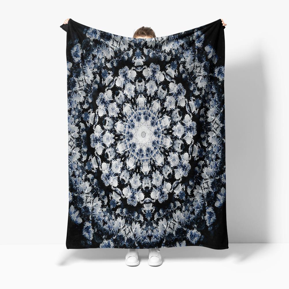 Dark Grey Floral Print Blanket Soft Cozy Fleece Throw Blanket Bed Sofa Decorative Gift for Women Kids