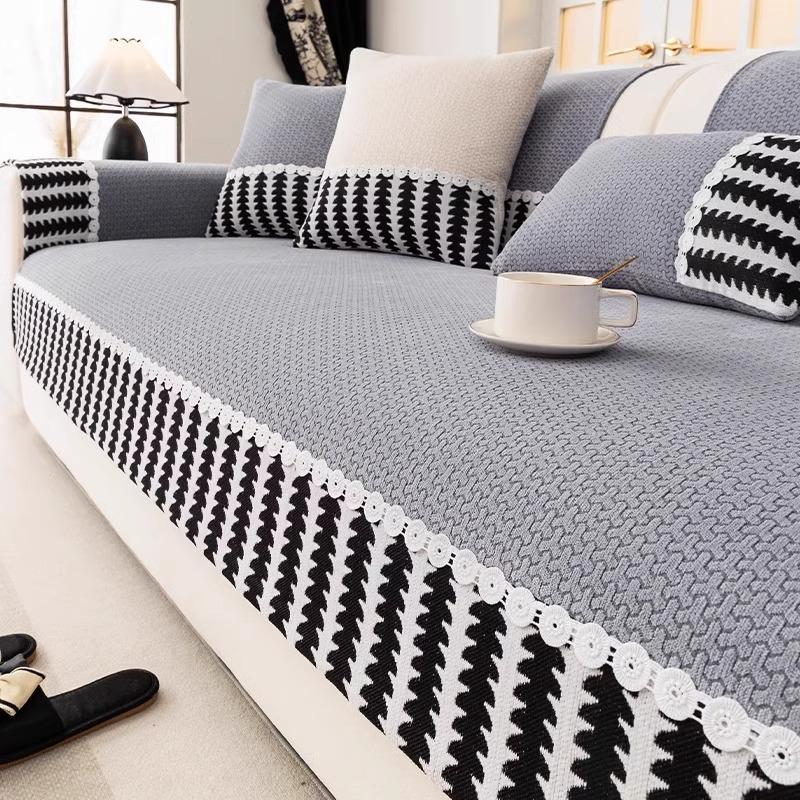 New Chenille Sofa Cushion, All-Season Non-Slip Seat Cushion, High-End Straight Row Sofa Cover Cover Cloth