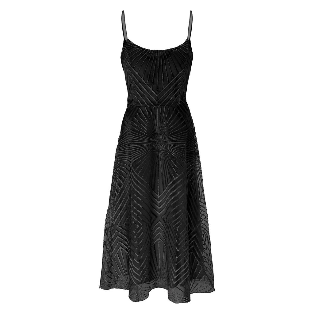 Dames Sexy Kleur Bretels Geborduurd Mouwloos Feest Mode Jurk