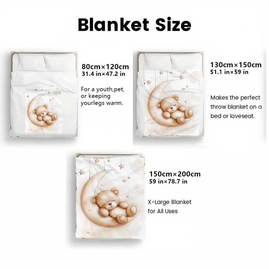 1pc Bear On Moon Blanket- Lightweight Throw for Sofa, Outdoor, Camping, Livingroom, Office, Chair, and Bed - Digital Printing Soft and Warm