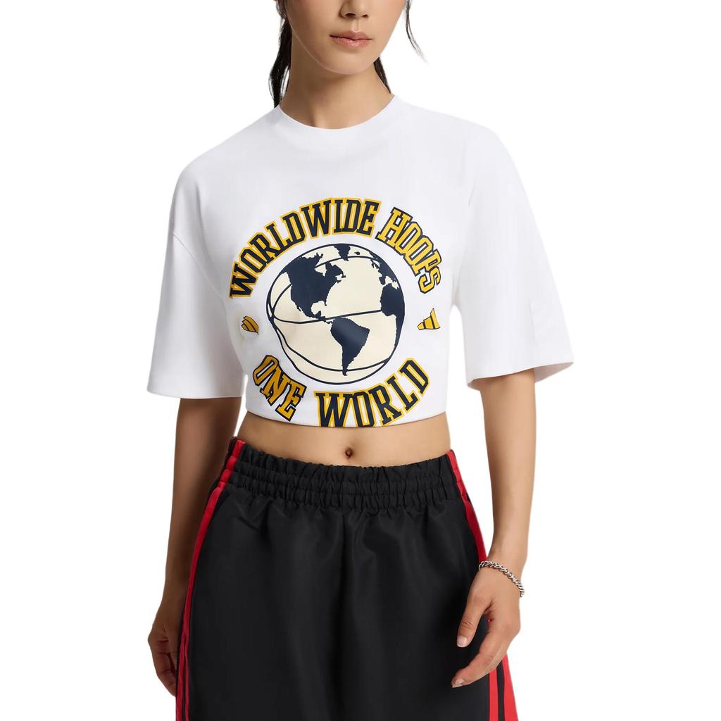 Adidas Worldwide Hoops Global Loose Knit Crew Neck Basketball Sports Short Sleeve T-Shirt Unisex Tops KX5732